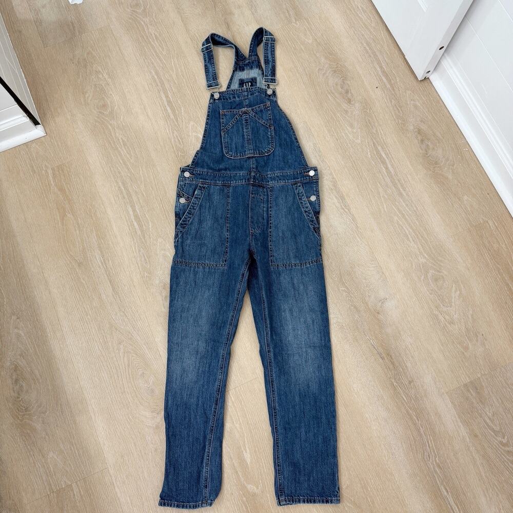 Women’s Gap Blue Denim Overall One-Piece Adjustable Straps Pockets Size XS